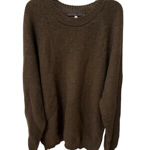 Peruvian Connection Men's 100% Alpaca Brown Crewneck Sweater Large Granola